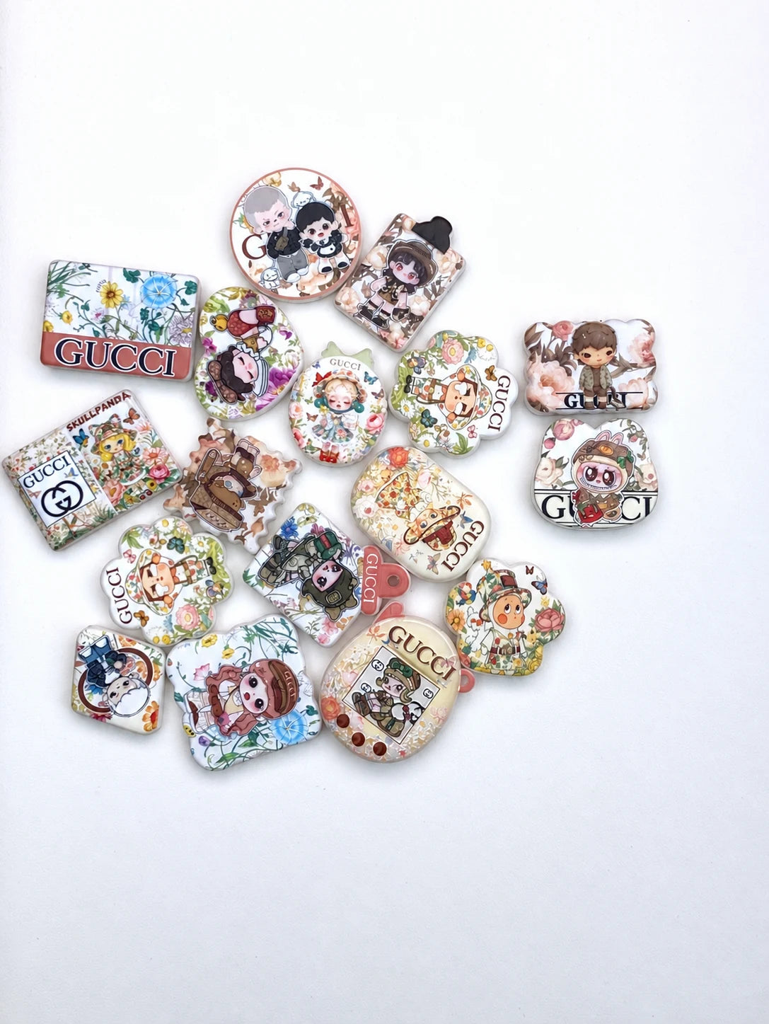 Example character garden gucci print acrylic focal bead assortment with printed designs