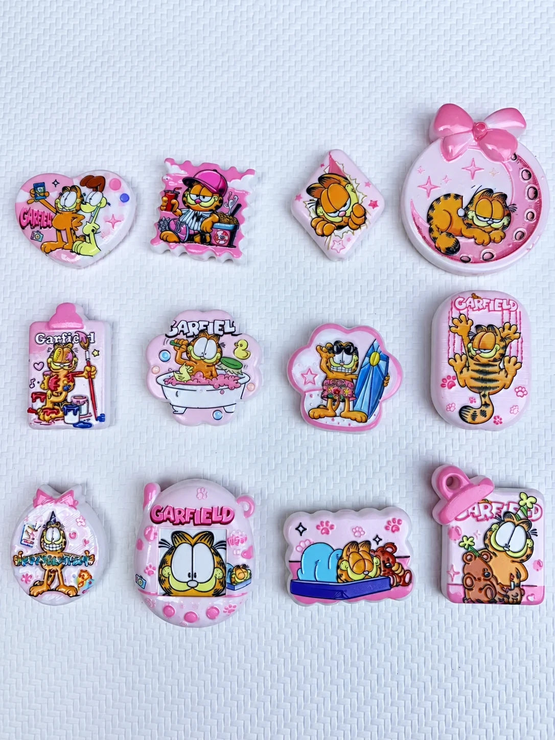 Example garfield acrylic focal bead assortment with printed designs