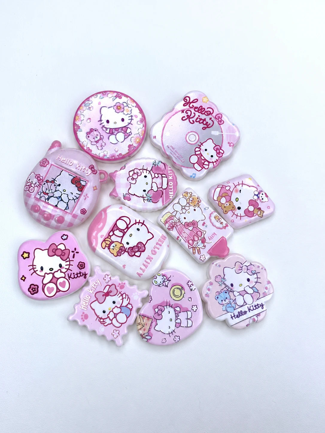 Example hello kitty pink acrylic focal bead assortment with printed designs