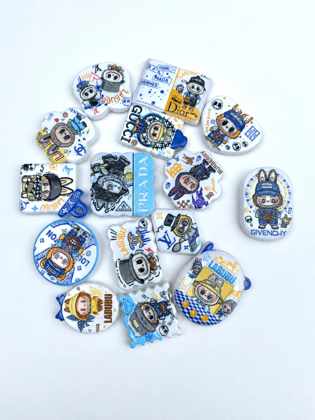 Example labubu graffiti acrylic focal bead assortment with printed designs