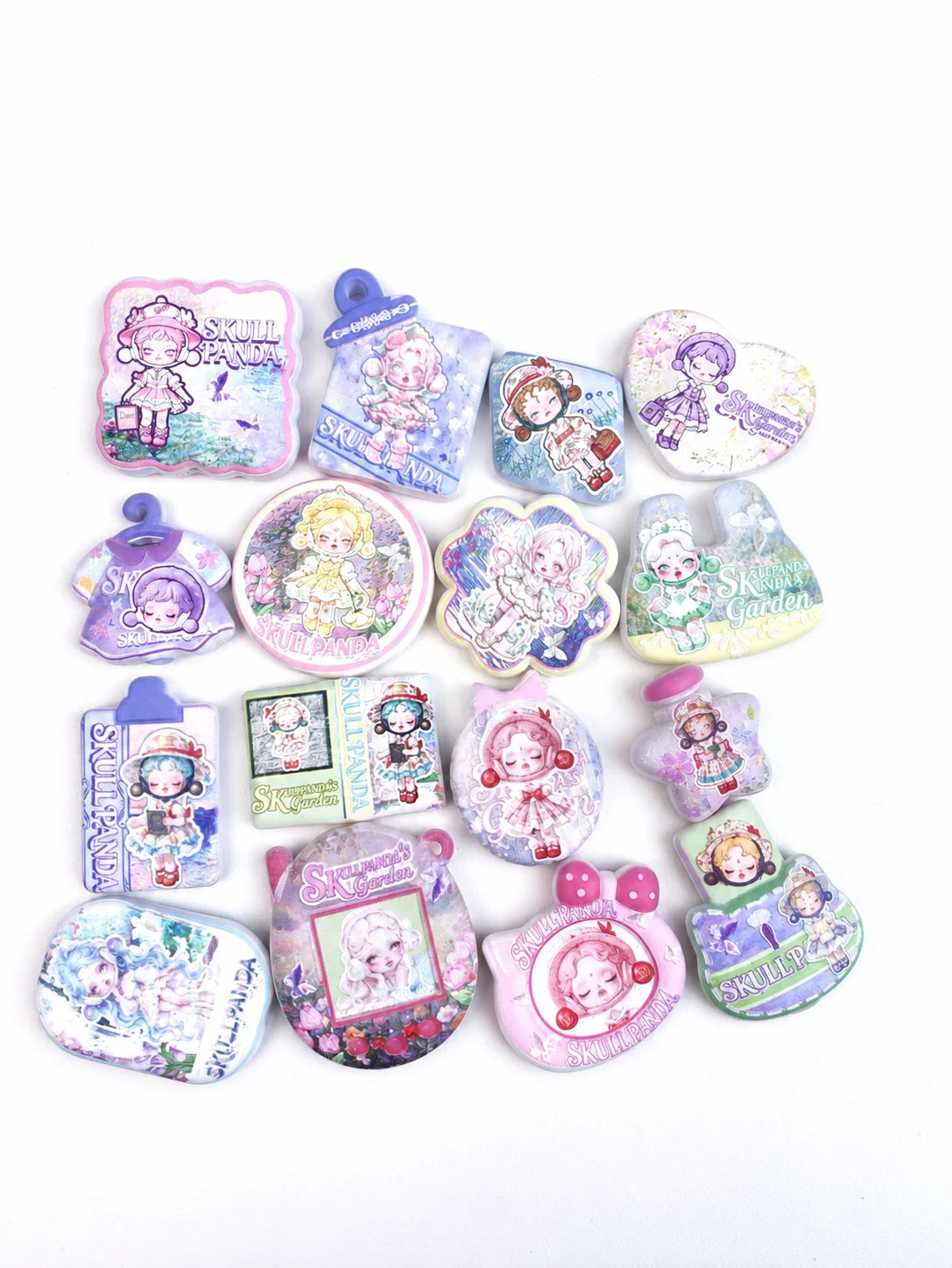 Example pastel garden characters acrylic focal bead assortment with printed designs
