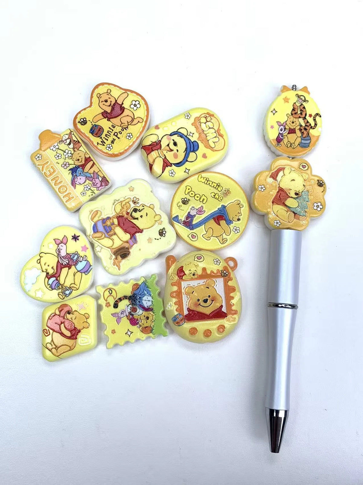 Example winnie the pooh acrylic focal bead assortment with printed designs